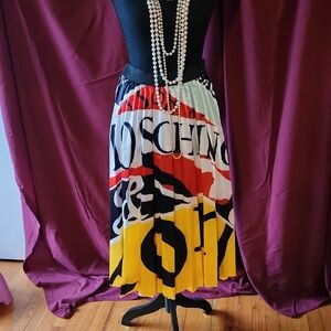Moschino Multicolor Graphic Pleated Skirt